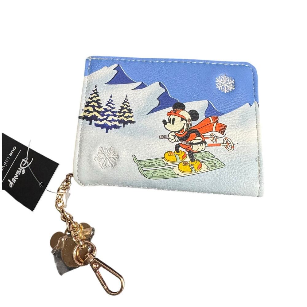 Our Universe Disney Mickey Friends Snowflake Charm Classic Ski Wallet NWT Winter